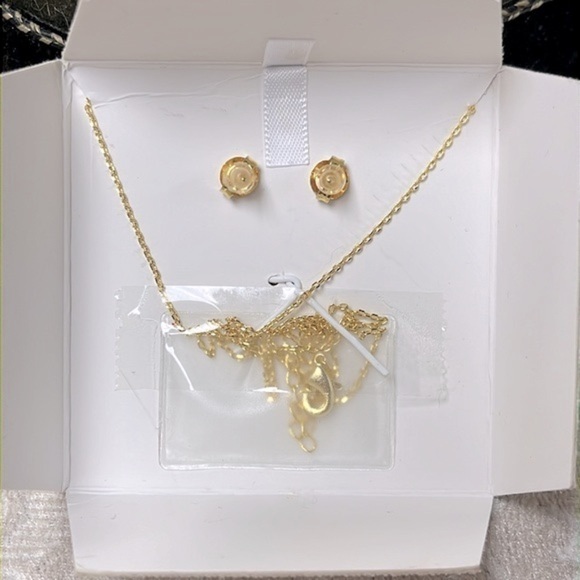 Brand New Parker & Grey 14K Gold Plated Mother of Pearl Necklace & Earring Set - Picture 8 of 10